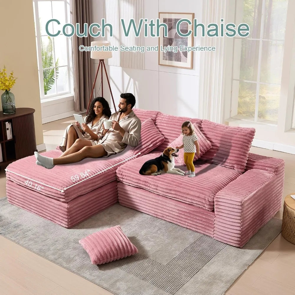 Modern Cloud Sectional Couch with L-Shape Chaise, Modular Boneless Sofa with Deep Seat, Comfy Plush Upholstered Couches