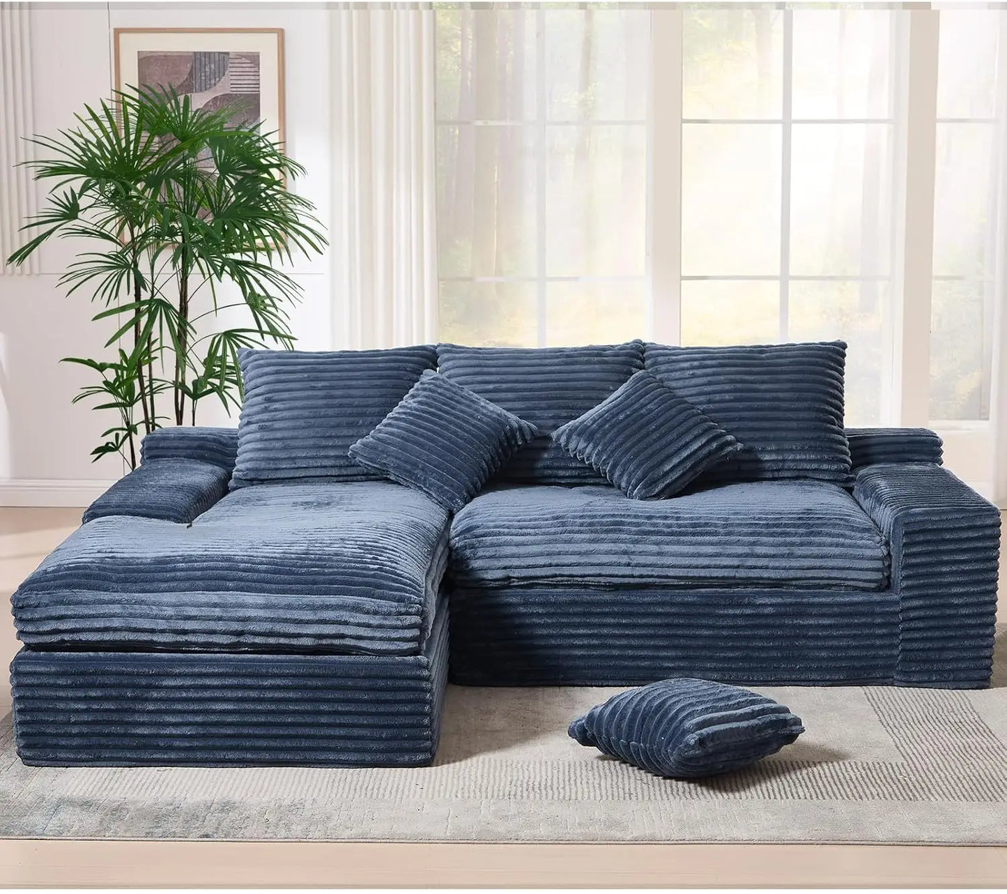 Modern Cloud Sectional Couch with L-Shape Chaise, Modular Boneless Sofa with Deep Seat, Comfy Plush Upholstered Couches