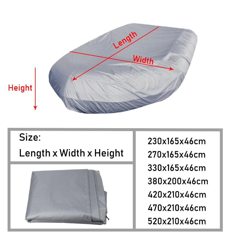 V Shape Marine Boat Cover Large Waterproof Dustproof AntiUV Rain Snow Inflatable Boat Dinghy Fishing Rubber Boat Universal Cover