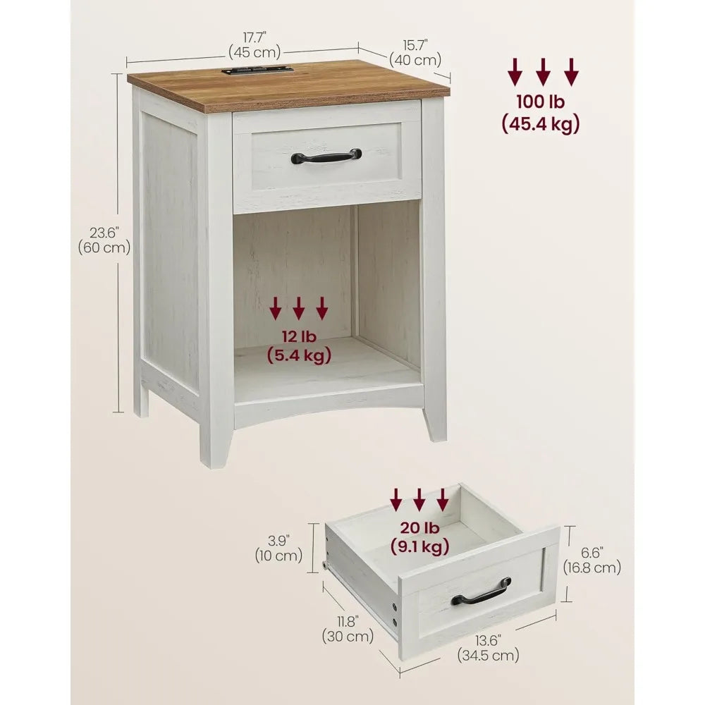 Nightstands, Set of 2 Bedside Tables Side Tables with Drawer Open Compartment for Bedroom Furniture, Nightstands