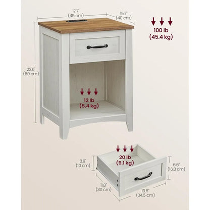 Nightstands, Set of 2 Bedside Tables Side Tables with Drawer Open Compartment for Bedroom Furniture, Nightstands