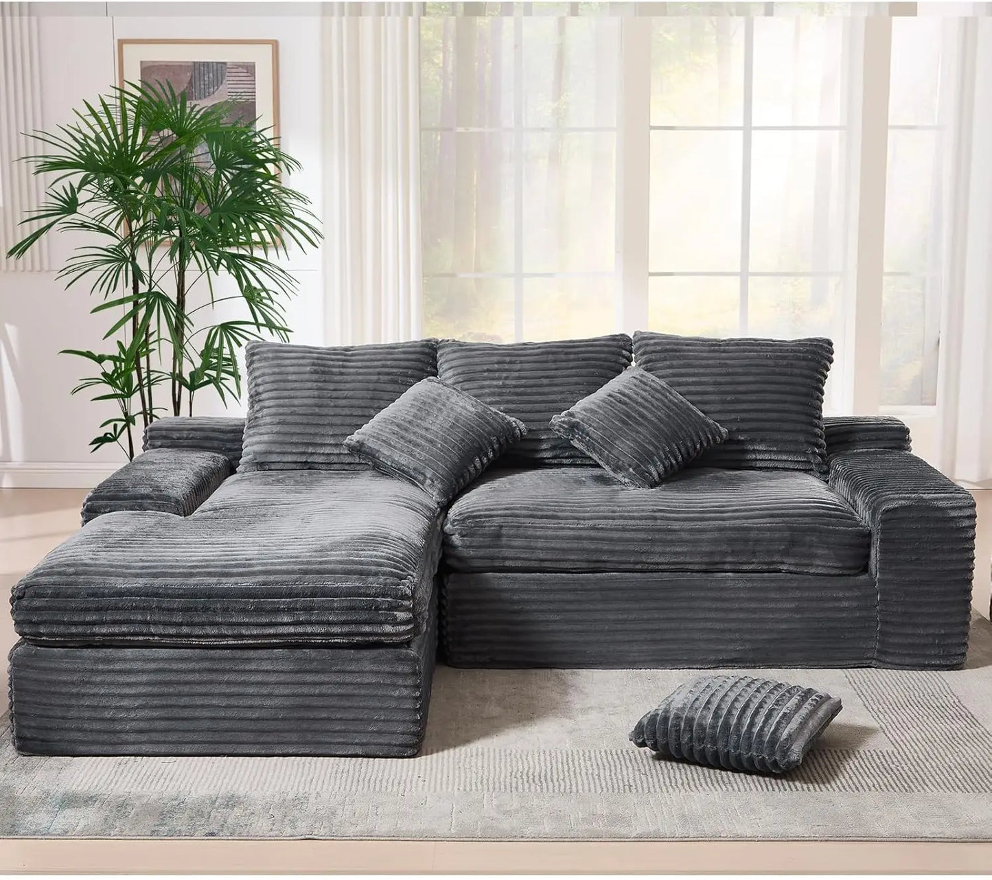 Modern Cloud Sectional Couch with L-Shape Chaise, Modular Boneless Sofa with Deep Seat, Comfy Plush Upholstered Couches