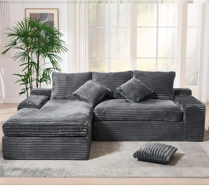 Modern Cloud Sectional Couch with L-Shape Chaise, Modular Boneless Sofa with Deep Seat, Comfy Plush Upholstered Couches