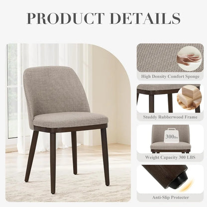 Upholstered Dining Chairs Set of 6, Modern Kitchen Chairs with Back, Fabric Side Dining Room Chairs with Wood Legs for Kitchen