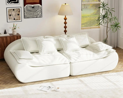 Sectional Living Room Sofa 2-Seater Modular Couch – Comfy Loveseat with Throw, Deep Seat Small Sofa for Compact Space