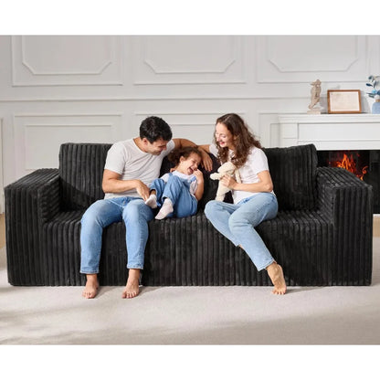 Modular Sectional Sofa 3-Seater Modular Couch with Deep Seat Memory Foam Cloud Chair with Pillows Oversized Sectional Sofa for L