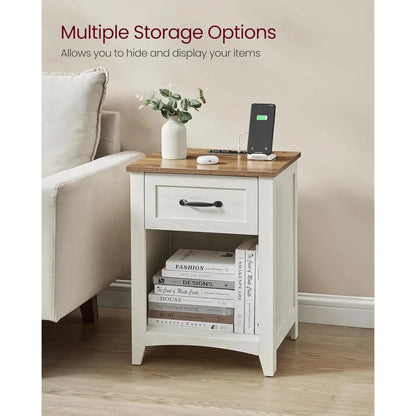 Nightstands, Set of 2 Bedside Tables Side Tables with Drawer Open Compartment for Bedroom Furniture, Nightstands