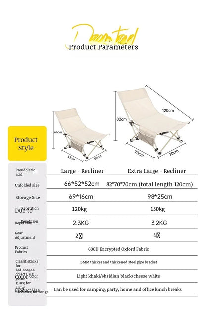 Portable Office Chair Stool Adjustable Camping Fishing Leisure Chair Lunch Break Back Moon Chair Outdoor Folding Lounge Chair