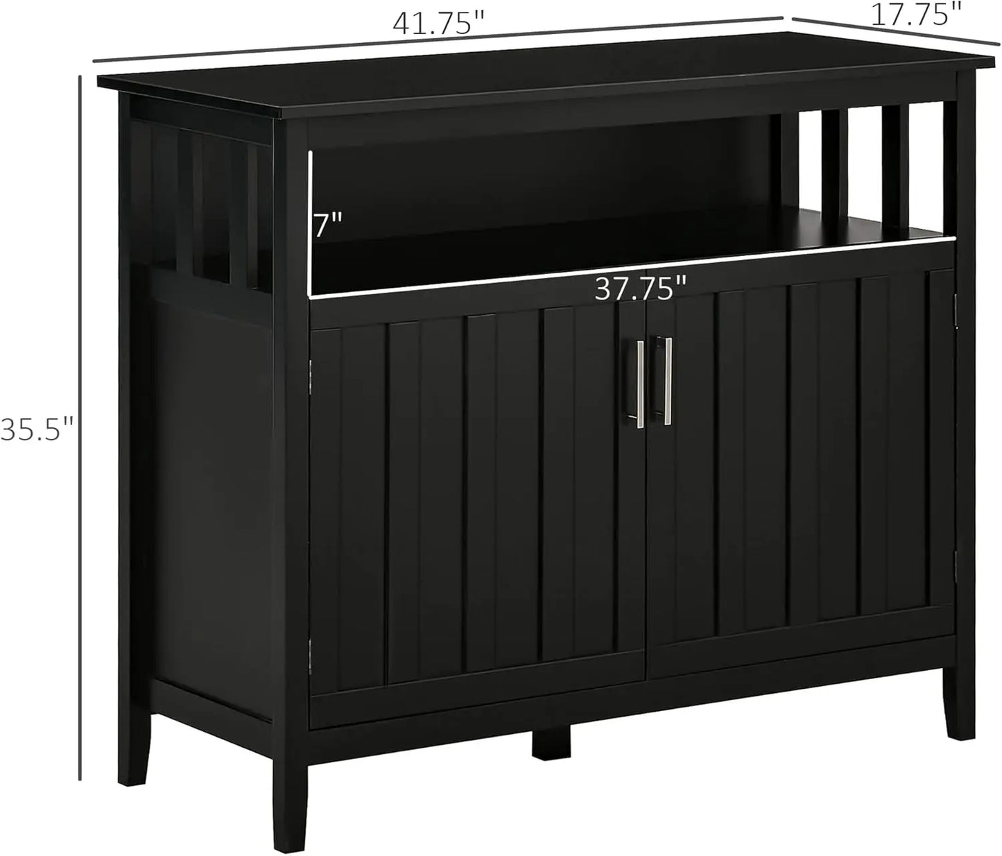 Sideboard Buffet Cabinet, Coffee Bar Cabinet with 2 Doors and Adjustable Shelves for Kitchen Entryway Living Room, Black