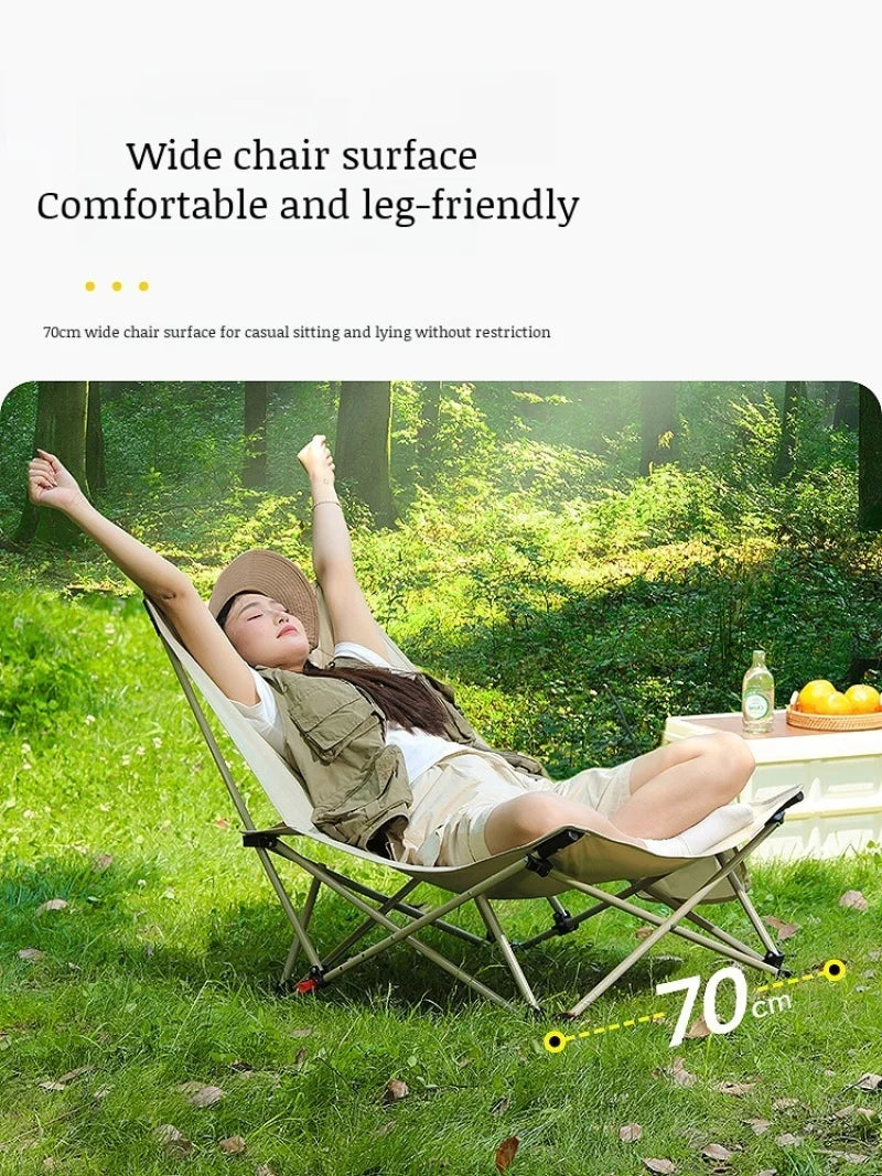 Portable Office Chair Stool Adjustable Camping Fishing Leisure Chair Lunch Break Back Moon Chair Outdoor Folding Lounge Chair