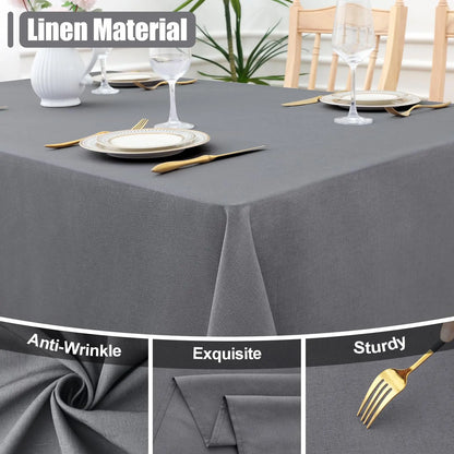 Olanly Rectangle Tablecloth Faux Linen Table Cloth Waterproof Wipeable Fabric Tablecloth Washable Table Cover For Kitchen Dining