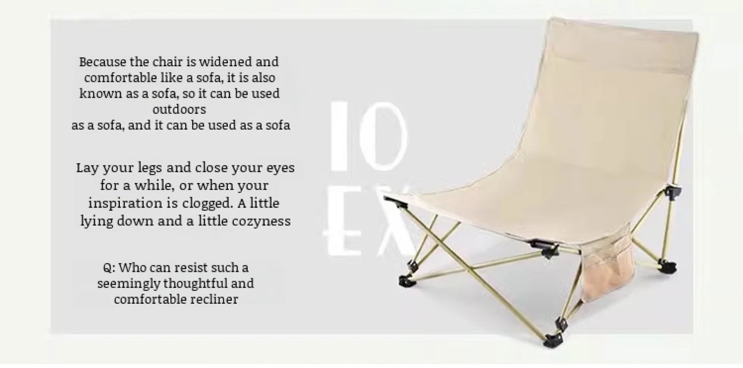 Portable Office Chair Stool Adjustable Camping Fishing Leisure Chair Lunch Break Back Moon Chair Outdoor Folding Lounge Chair
