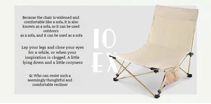 Portable Office Chair Stool Adjustable Camping Fishing Leisure Chair Lunch Break Back Moon Chair Outdoor Folding Lounge Chair