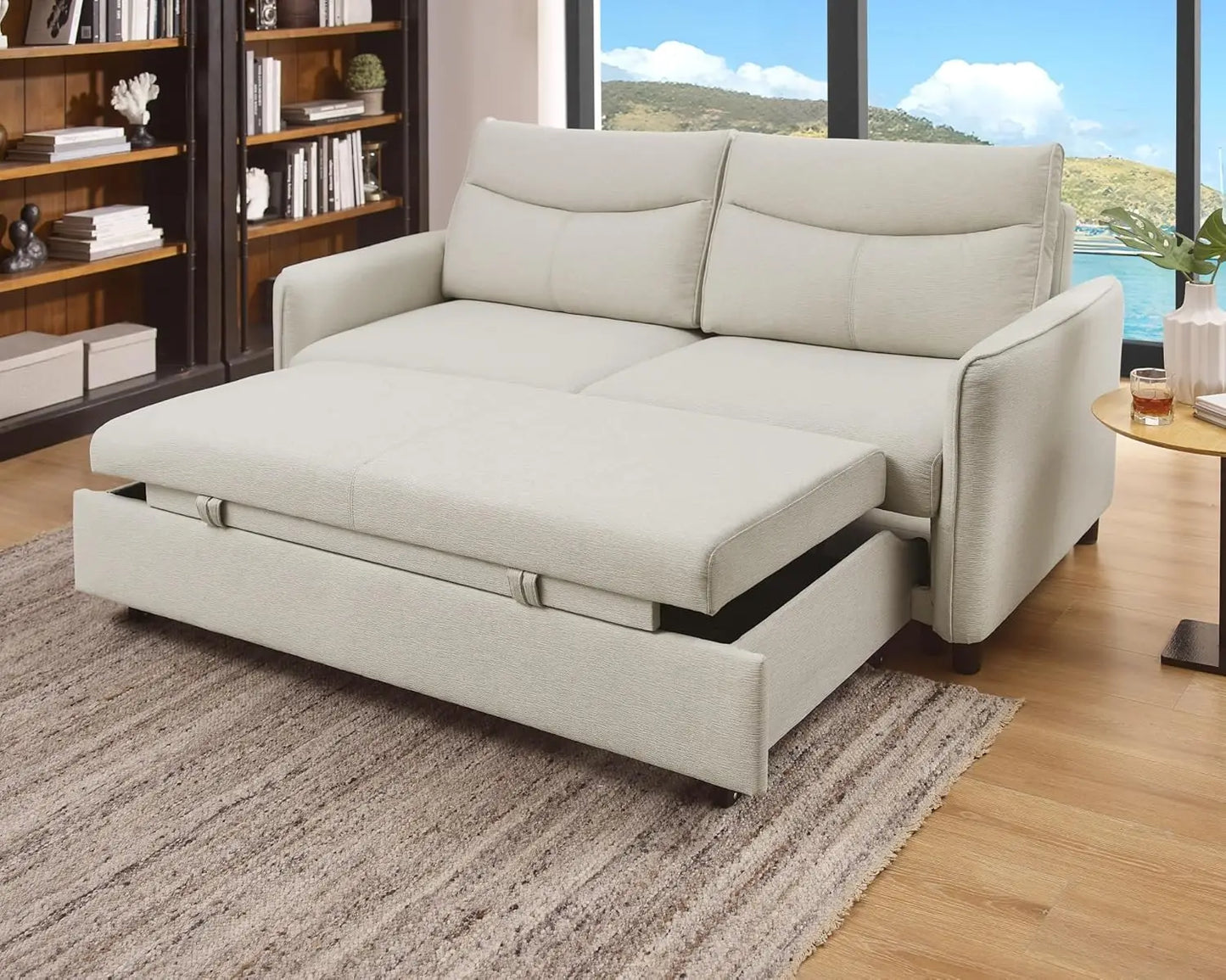 75-Inch Queen Size Convertible Sleeper Sofa Bed, Comfortable Pull-Out Futon Loveseat, Full Love Seat for RV Small Spaces