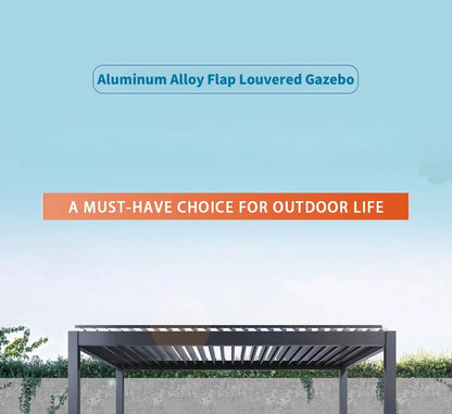 Louver Pergola with LED Light Aluminum Electric Wall Mounted Pavilion Waterproof 6x4 Louvered Aluminium Bioclimatic Pergolas