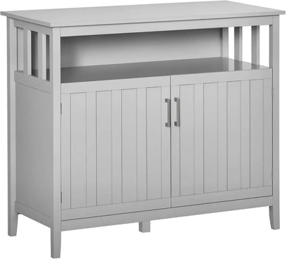 Sideboard Buffet Cabinet, Coffee Bar Cabinet with 2 Doors and Adjustable Shelves for Kitchen Entryway Living Room, Black