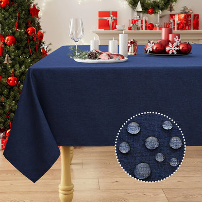 Olanly Rectangle Tablecloth Faux Linen Table Cloth Waterproof Wipeable Fabric Tablecloth Washable Table Cover For Kitchen Dining